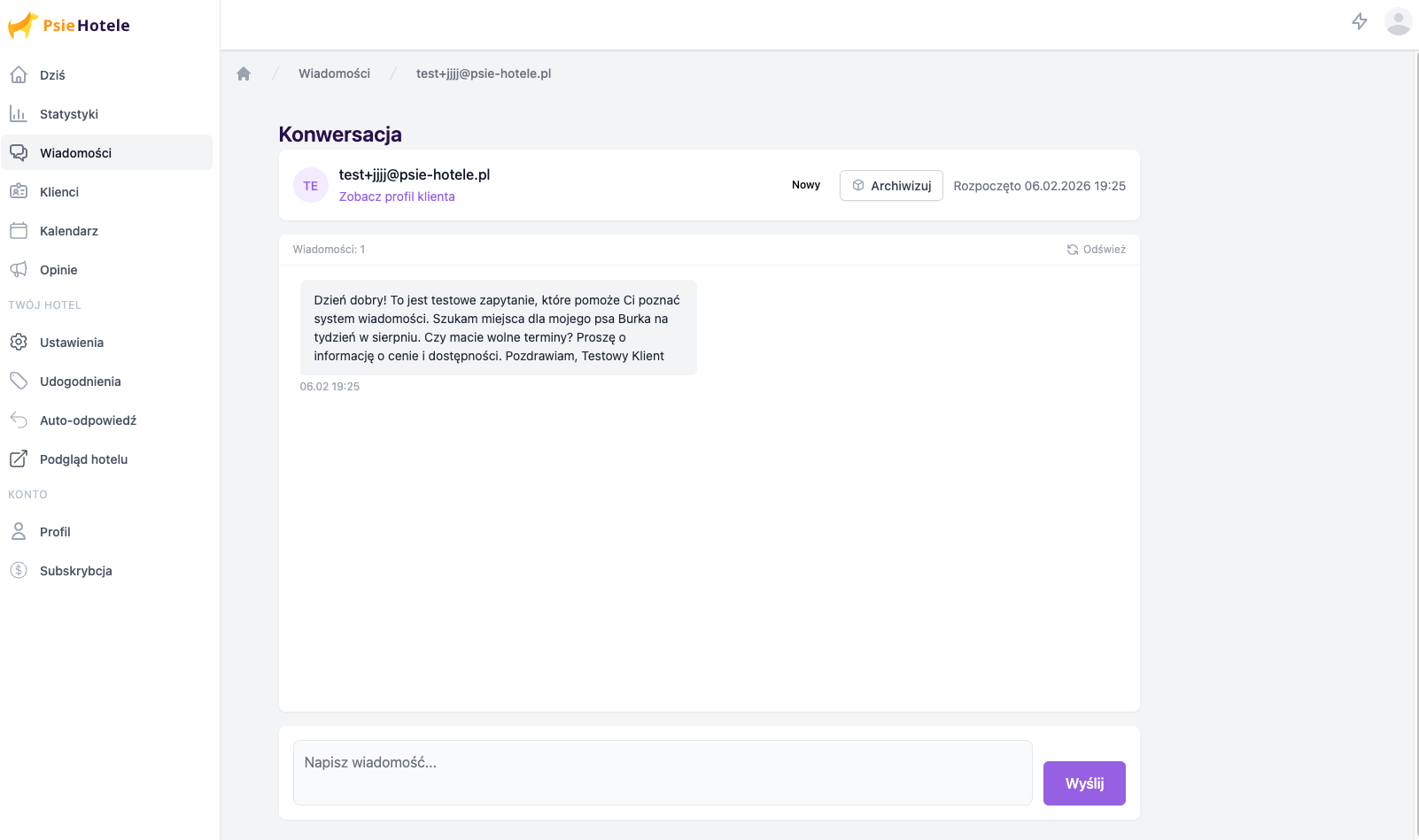 Konwersacja z klientem w panelu