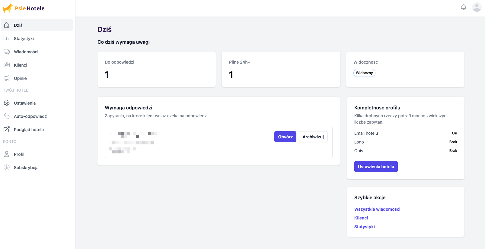 Panel Dziś - co wymaga uwagi